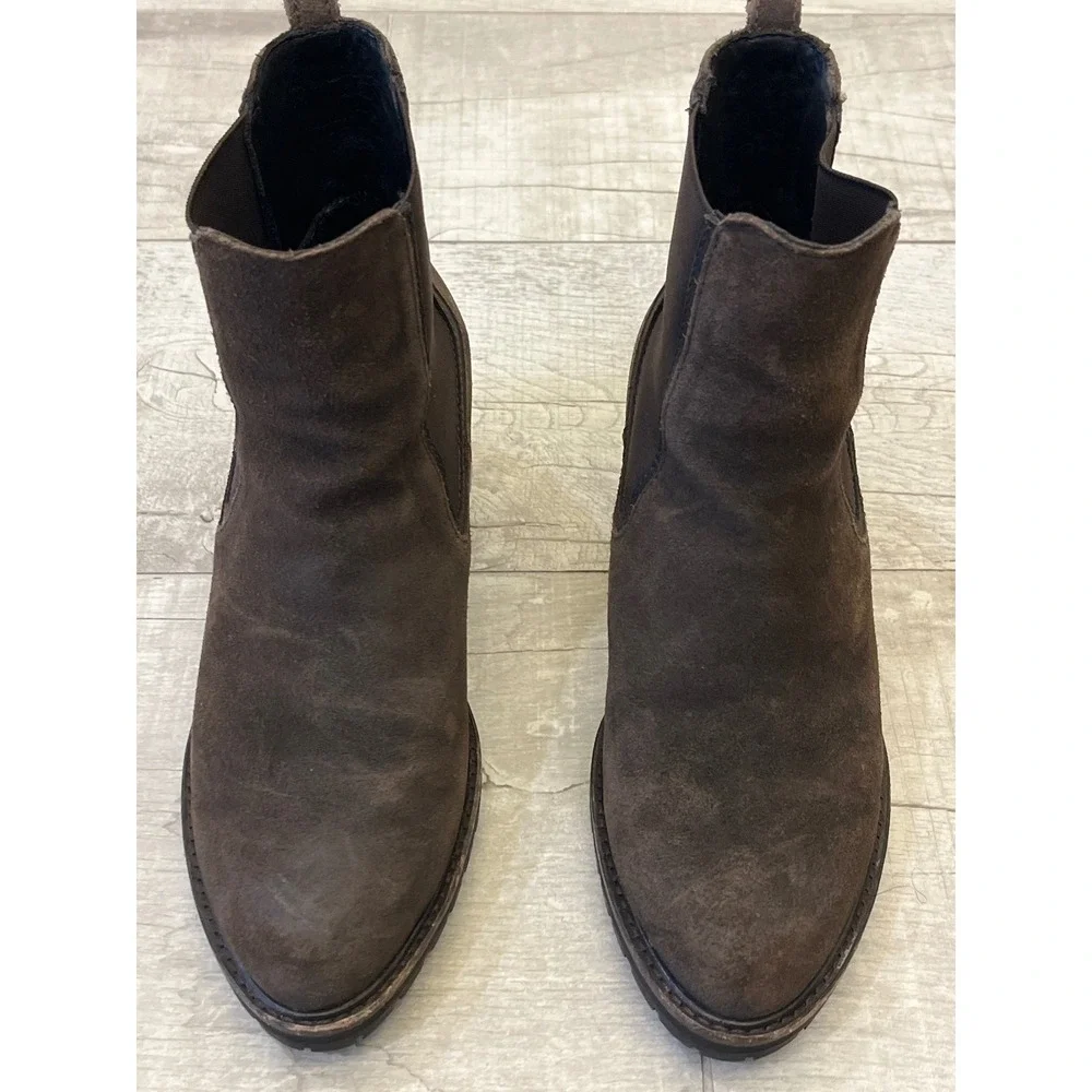 Thursday Boot Co. Women's Chelsea Boots Dark Brown Suede Block Heel Size‎ 8